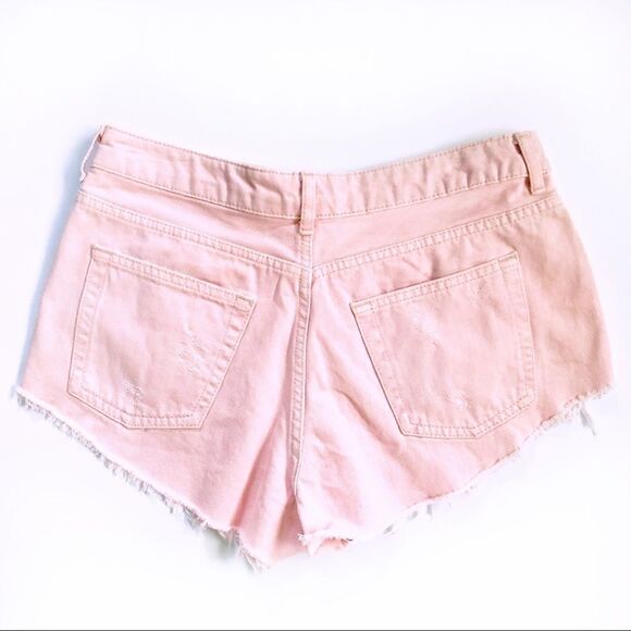 TOPSHOP Moto Kiri Pink Distressed Shorts! Size 30 - Picture 3 of 7